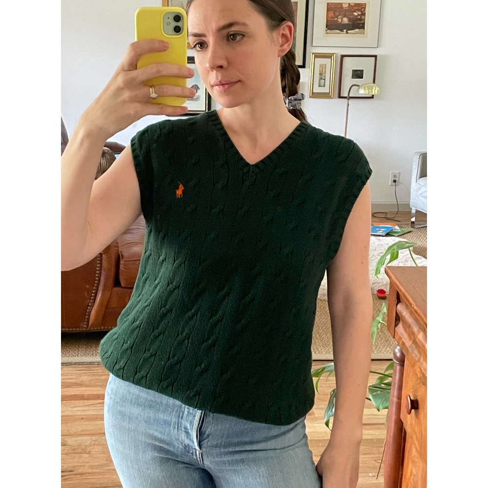 Ralph Lauren Dark Green Cable Knit Sweater